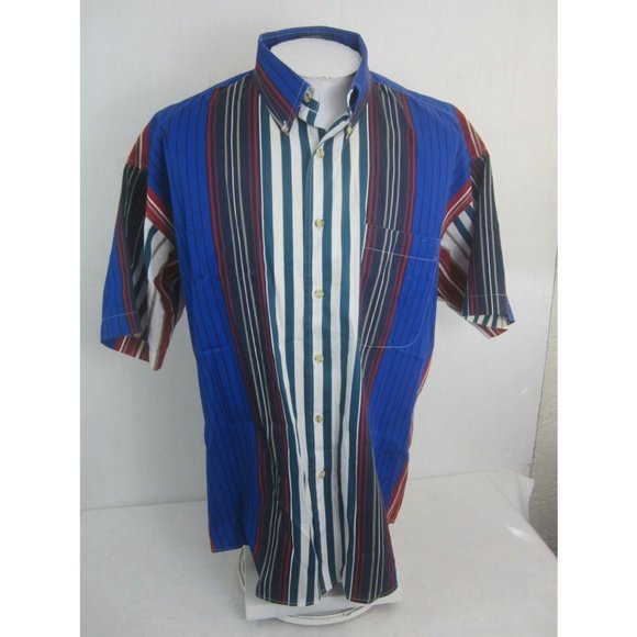 Loafers Reed St James vintage Men shirt short sleeve pit to pit 26 striped 1990s - Picture 3 of 7